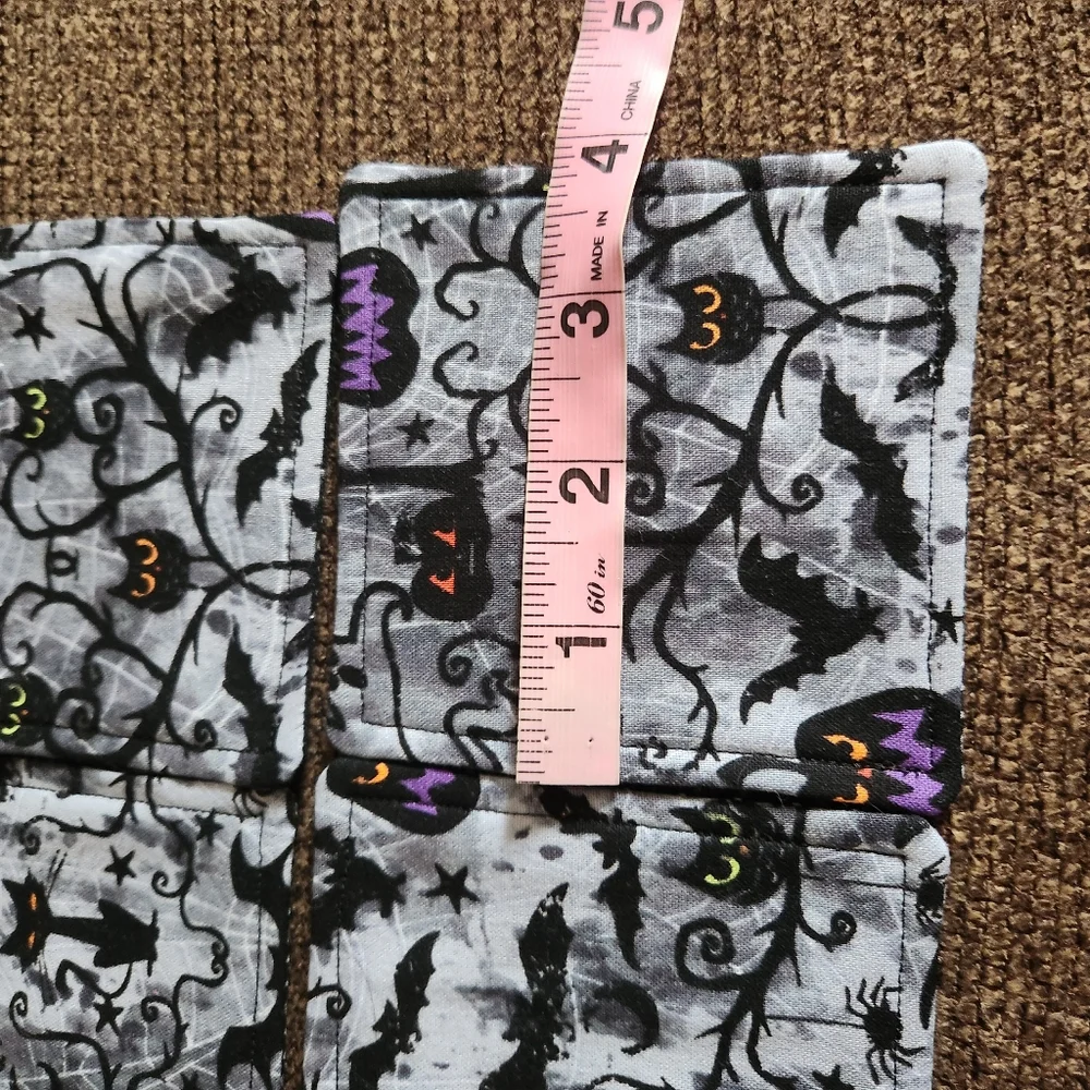 Halloween Coasters Set Of 4 Bats Owls Black Cats Grey Black New
